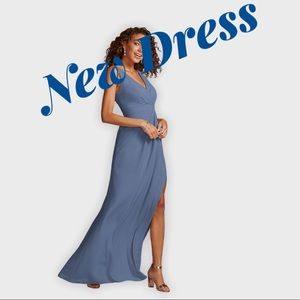 David’s Bridal Bridesmaid Dress — Steel Blue